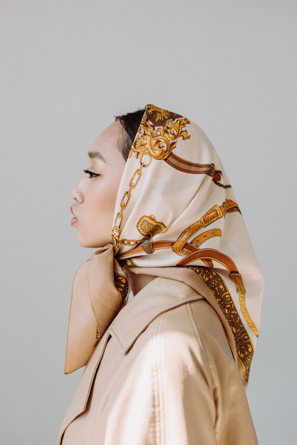 Stylish Woman in Coat and Scarf